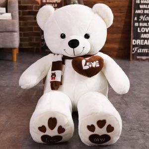 JOJO CASTLE  Giant Teddy Bear Human Size With Scarf 4 Colors 5ft Stuffed Toys Bear Plush Toys Pink Brown White Teddy Bear Doll 80/100/120/140/160/180cm Lovers Teddy Bear for Girls 5ft Popular Birthday Gifts Valentines Gift for Girlfriend Boyfriend