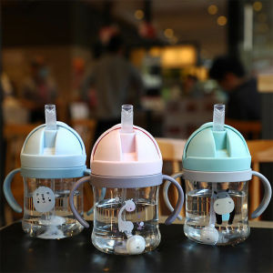 Baby Straw Water Cup 350/250ML Drinking Bottle with Flip Cover Gravity Ball Leakproof Feeding Nursing Sippy Cup MY223