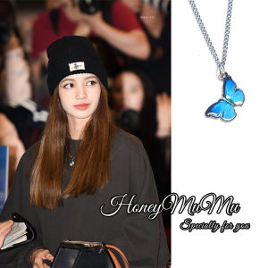 【Bosuer💛COD】️Kalung Kupu-Kupu Biru Rantai Klavikula Gaya Sederhana Keren yang Dapat Disesuaikan Perhiasan Fashion Wanita