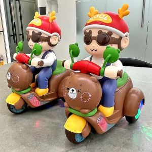 Automatic 360° Spinning Stunt Bike - Cartoon Motorcycle Toy with Lights & Music No Remote Needed Fun Birthday Gift for Kids 3-8 Years