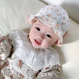 For 1-12 Month Baby Girl --Smart Baby Korean Lovely Flowers Style New Born Infant Girl Child Baby Girls Baptism Hat Gift LH M20