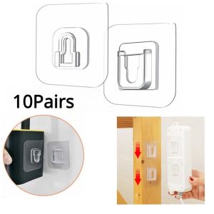 10 Pairs Double-Sided Adhesive Wall Hook Bathroom Storage Hangers Stickers Hooks Wall Mount Self Adhesive Transparent Traceless Hook
