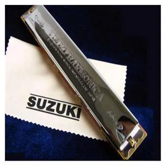 SUZUKI Study-24 (KEY C) ฮาร์โมนิก้าซูซูกิสีเงิน ฮาโมนิก้าคีย์Cเม้าออแกนขนาด24ช่อง เมาท์ออแกน SILVER Harmonica 24-Hole Tremolo