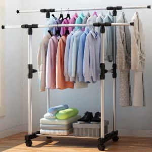 Stand Hanger Single & Double / Rak Baju / Jemuran Baju Pakaian Roda 4 - Stand Hanger / Single Clothes Rack Stainless Steel