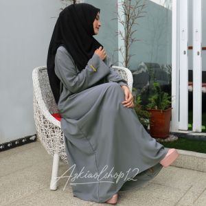 Gamis Abaya Azkia Premium Plus Size dengan Motif Polos - Pakaian Muslim Wanita Elegan
