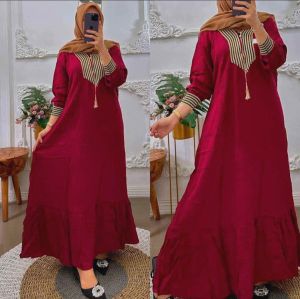 Gamis Sultan Kekinian Premium / Long Dress Rayon Renda Busui/Baju Muslim Wanita Kaftan Jumbo Terbaru