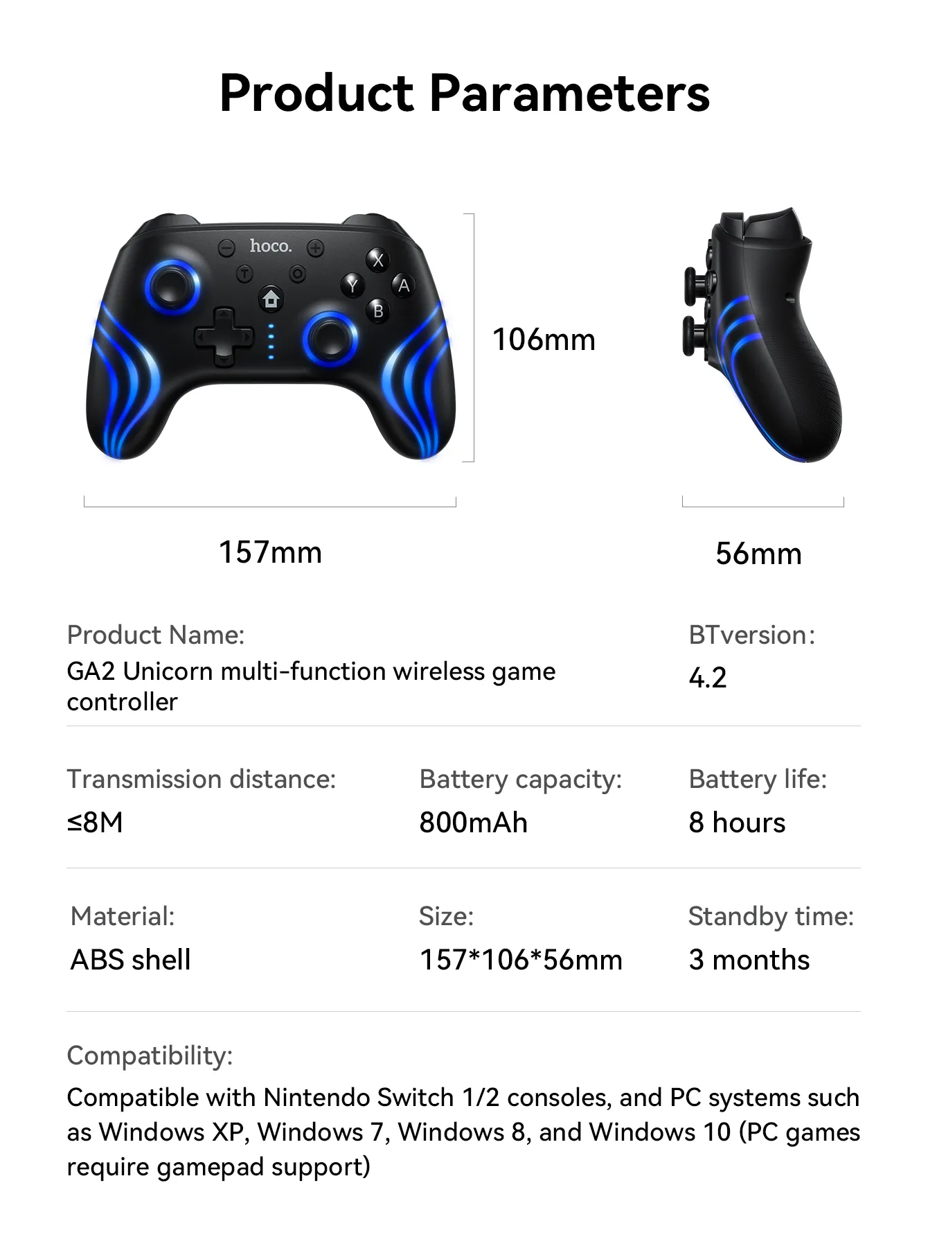 Hoco GA2 Unicorn Multi-function Wireless Game Controller description image 10