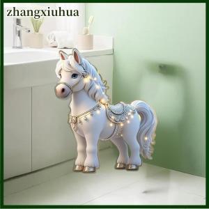 zhangxiuhua Christmas 2D Acrylic Horse Pendants Xmas Tree Hanging Ornaments Decoration Car Rearview Mirror Pendant Charm New Year Party Gifts