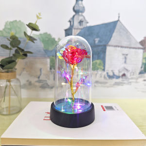 MEKANSM Ruangan Kamar Glass Lampu LED Bunga Mawar Dekorasi Beauty And The Beast Rose | Hampers Pajangan Kado Hiasan