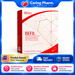 BElixz BEFIL L-Arginine CoQ10 Antioxidant Wellness Health Supplement Pomegranate Lemon Powder 20g x 15 Sachets Malaysia Heart Nutrition Daily