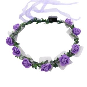 Vintage For Girls Foam Rose Flower Wedding Party LED Light Garland Wreath Decoration Crown Flower Headband Women Headwear h260714