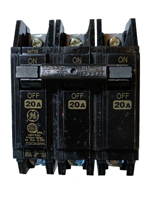 20A Circuit Breaker 3 Pole Three Phase Bolton TQC ( GE), 20A 3P Bolt