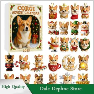 [Dale Dephne] Coigi Advent Calendar 2025 24 Days Countdown With Cute Corgi Mini Ornaments Dog-Themed Christmas Decoration Set For Home Décor