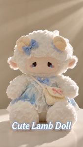 Cute Puff Sheep Plush Toy with Dress Kawaii Sheep Stuffed Doll Soft Pillow Birthday Gift