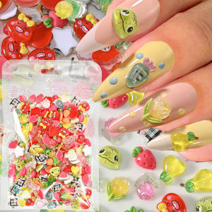 ZEEMIN Appro 300pcs Cute Cartoon Snake Mixed Nail Charms 3D Resin Little Star Snake Tulip Carrot Nail Art Decor DIY Crafts Nail Jewelry