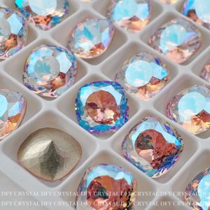 Nail Art Chunky Square Rhinestones k9 Multi-faceted Birds Nest Internet Celebrity Colorful High Shine Pointed Bottom Rhinestones Wholesale Nail Decorations