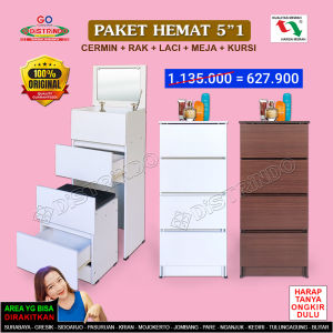 Distrindo - Meja Rias Rak Serbaguna 5"1 CERMIN + RAK + LACI + MEJA + KURSI Praktis dan Murah