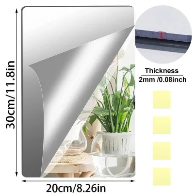 4pcs Multiple Type Self-Adhesive Mirror Stickers Set / Large Acrylic Wall Mirrors / HD Full Body Fitting DIY Mirror Sticker