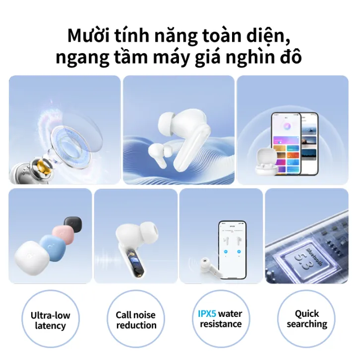 Tai nghe bluetooth soundcore R50i (P20i) siêu nhỏ gọn | Tai nghe không dây | 30 giờ phát nhạc | Chống nước IPX5 | BigBuy360 - bigbuy360.vn