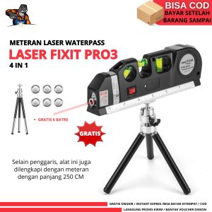 penggaris waterpas pengaris laser non magnet meteran 250 cm kombinasi Fixit Level Pro3