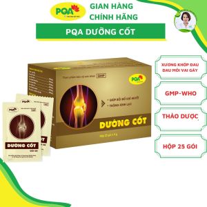 PQA Dưỡng Cốt là dược phẩm thảo dược giúp bồi bổ khí huyết thông kinh lạc hỗ trợ giảm đau nhức xương khớp đau mỏi vai gáy.