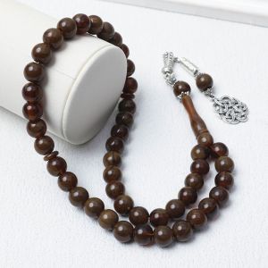 WININ 10mm Acrylic Beads Prayer Hand String Arabic Pattern Rotatable Silver Pendant Wrist Bracelet Arab-style Imitation Beeswax Islamic Tasbih Daily Use