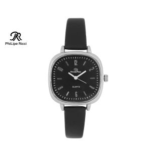 PhiLipe Ricci Jam Tangan Wanita Kotak Strap Tali Kulit Kecil Analog Imut Modern Terbaru Original 4232 Free Box