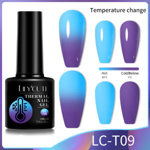 BORN PRETTY LILYCUTE 7ml Thermal Gel Nail UV Gel Polish Dark Purple Pink Gradient Colors All For Semi Permanent Nail Art Gel Varnish Shiny Glitter Temperature Color Changing Gel Polish