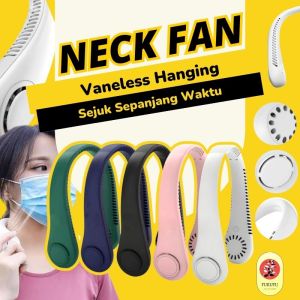 Kipas Angin Gantung Leher USB Portable Portabel Rechargeable Tanpa Baling Baling Bladeless Silent Hanging Mini Neckfan Smart Sport Lazy Neck Fan Cooling Cooler Elektrik Digital Display 8000Mah 5 Speed Wind Multifungsi