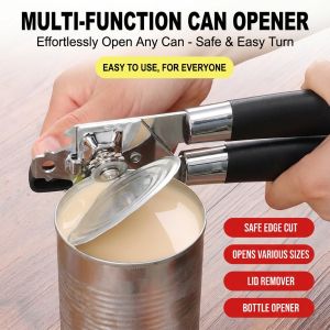 Multi-Purpose Can Opener Easy Grip Stainless Steel Manual Kitchen Tool for Jar Bottle Lid Opener Durable Ergonomic Household Gadget