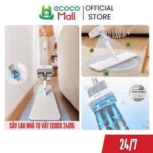 Cây lau tự vắt ECOCO Magic Flat Mop thông minh kháng khuẩn TẶNG KÈM NƯỚC LAU SÀN xoay 360 độ gấp gọn thế hệ mới 24016