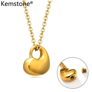 Kemstone Can Open Stainless Steel Cinerary Casket Heart Female Black Gold Silver Plated Pendant Necklace Souvenir Jewelry