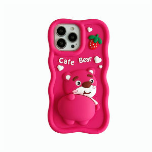 Zeallion Fashion Cute Bear Soft Silicone Phone Case for [ iPhone 14 13 12 11 Pro Max] Protective Shockrpoof Phone Cover Shell