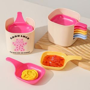 ORIGE HOUSE With Handle Dipping Sauce Dish  Reusable Seasoning Dish Set Portable Cute Sauce Plates For Picnic Family