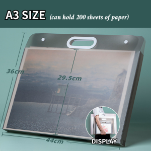 Art Portfolio Folder Long Expanding File Folder Organizer with Handle 4 Pockets 4K/8K Sketch Painting Bag Art Supplies