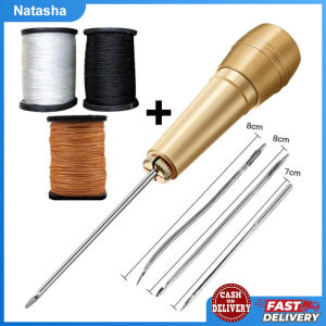 Leather Sewing Kit DIY Leather Sewing Awl Needle with Copper Handle Set Leather Canvas Tent Shoes Repairing Tool with Nylon Thread