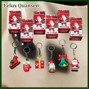 Eelux Giáng sinh loạt búp bê Keychain Hộp quà tặng đồ chơi Kawaii Santa Claus Xmas cây nai sừng tấm Keyring Túi Mặt dây chuyền đồ chơi giáng sinh Quà Tặng