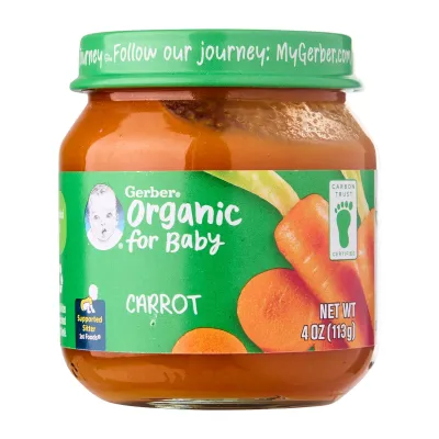 Gerber Organic For Baby Carrot Puree Baby Food Sitter 6+M