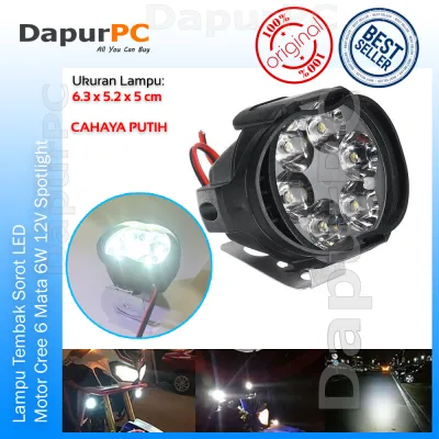 Lampu Tembak Sorot 6 LED Spion Motor Cree 6W 12V Spotlight