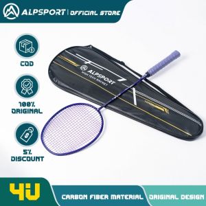 /8 ALPSPORT RR 4U 25LBS G5 Purple Offensive Professional  Carbon Fiber Badminton Racket With Bag
