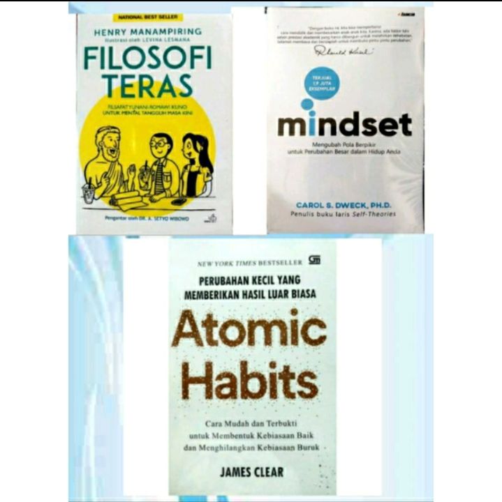 Paket 3 Buku Motivasi Filosofi Mindset Dan Atomic Habits Lazada