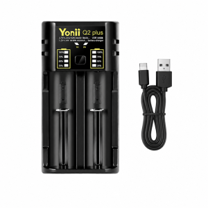 Yonii Q2PLUS Smart Battery Charger for 1.2V Rechargeable AA/AAA NiMH Batteries and 3.7V Li-on Each Slot Independently Chargeable Mixed Charging USB Type-C Charging Port