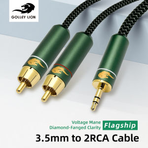 GOLLEY LION 3.5mm to 2 RCA Audio Cable Silver-Plated Copper Hi-Fi Stereo Sound for Home Theater Car Audio