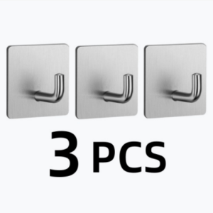 3PCS 304 ตะขอกาวสแตนเลสกันน้ำเหมาะสำหรับห้องน้ำห้องครัวบ้านและอื่น ๆ ตะขอกาวผนังอเนกประสงค์ ตะขอไฟกลางแจ้ง
