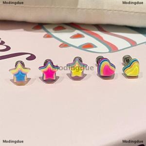 [COD] Modingdue Colorful Star Annular Ear Bone Nail Stainless Steel Cute Love Heart Cross Earrings For Women Body Puncture Accessories