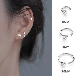 [fenggongshuode] 1PC thép không gỉ CZ xuyên Bông tai đinh tán Tai xương sụn Helix tragus daith ốc xà cừ rook Hoop Bông tai phụ nữ đồ trang sức cơ thể