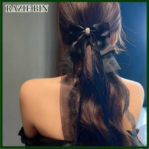 RAZIE BIN กิ๊บติดผมรูปโบว์ขนาดใหญ่สวยหวานใหม่สำหรับเด็กผู้หญิงกิ๊บติดผมริบบิ้นยาวโลลิต้ากิ๊บติดผมหางม้าน่ารักเครื่องประดับผมแฟชั่น
