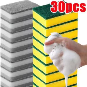 30/5Pcs Magic Cleaning Sponges / Double-sided Absorption Kitchen Sponge Wipes / Pan Pot Dishwashing Scouring Pads Brushes / Reusable Clean Tools