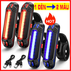 Đèn hậu xe đạp thể thao có sạc usb 2 màu xanh đỏ nhấp nháy