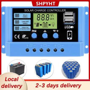 [COD] SHPYHT Local delivery Ship within 24 hours 30A 20A 10A Solar Charge Controller 12V 24V Auto Solar Panel PV LCD Controller For Lead-Acid Battery Lithium Battery Dual USB